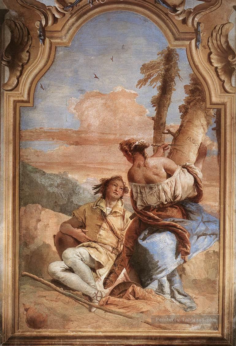 Villa Valmarana Angelica Carving Medoros Nom sur un arbre Giovanni Battista Tiepolo Peintures à l'huile